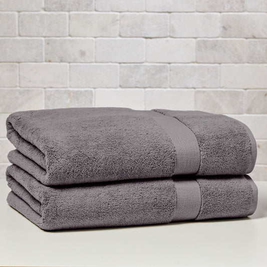 Better Homes & Gardens Signature Soft Solid Cotton 2 Piece Bath Sheet Set,Grey Flannel