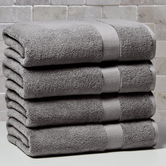 Better Homes & Gardens Signature Soft Solid Cotton 4 Piece Bath Bath Towel Set,Grey Flannel