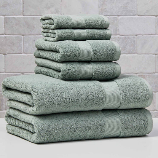 Better Homes & Gardens Signature Soft Solid Cotton 6 Piece Bath Towel Set,Green River