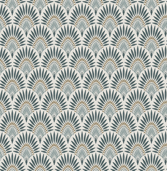 Better Homes & Gardens Teal Zelda Fan Peel and Stick Wallpaper 30.75 Sq. ft, 1 Count