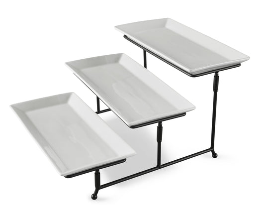 Better Homes & Gardens Juego de Servir de Porcelana Blanca de 3 Niveles