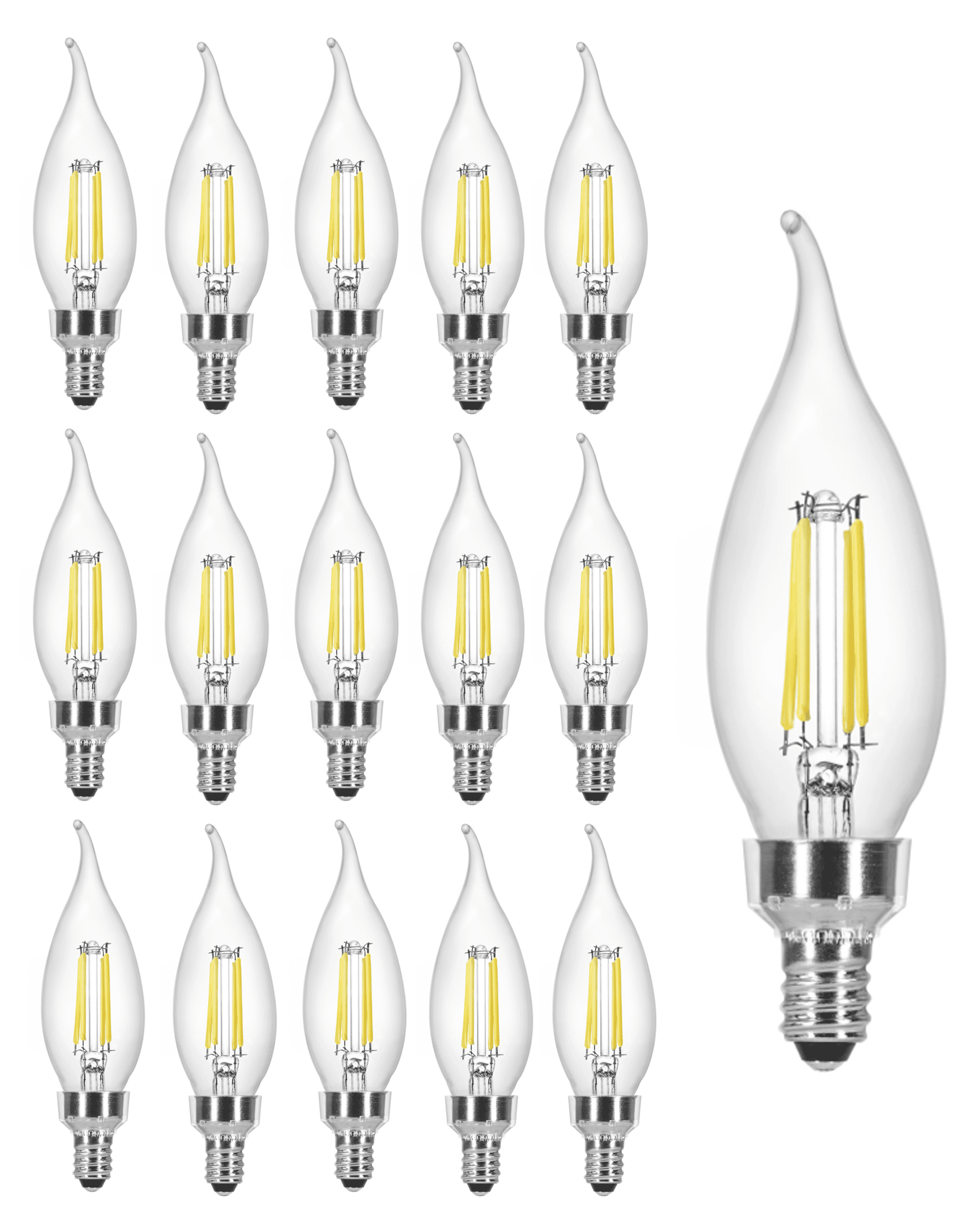 Better Homes and Gardens 5.5W (60W Equivalent) B10 Soft White LED Filament Light Bulbs, E12 (16 pack)