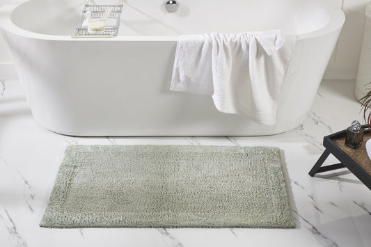 Better Trends 24" x 40" Premium Bathroom Rugs 100% Cotton Soft Reversible Tufted Bath Mat Water Absorbent Bath Rug Ideal for Bathroom Shower and Tub Use (Dark Sage) Edge Collection