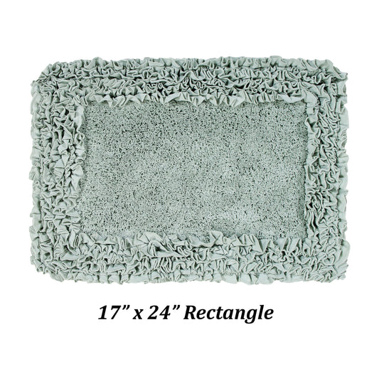 Better Trends Tapete de BaÃ±o Premium de 17" x 24" 100% AlgodÃ³n, Tapete de BaÃ±o Ultrasuave, Absorbente de Agua, Borde con Volantes Antideslizante (Salvia) ColecciÃ³n de Bordes Peludos