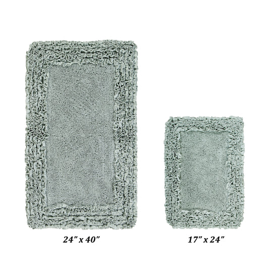 Better Trends 2 Piece Bathroom Rug Set 100% Cotton, Extra Soft, Water Absorbent & Non Slip Bath Mat, Ruffle Border, (Sage) Shaggy Border Collection