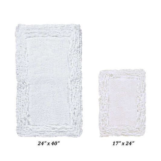 Better Trends 2 Piece Bathroom Rug Set 100% Cotton, Extra Soft, Water Absorbent & Non Slip Bath Mat, Ruffle Border, (Silver) Shaggy Border Collection