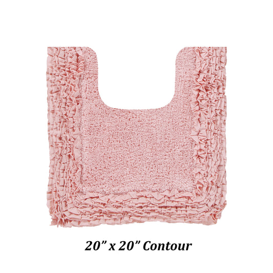 Better Trends 20" x 20" U-Shape Toilet Rug, 100% Cotton Bathroom Rug, Contour Mat, Water Absorbent, Non-Slip Bath Mat, Machine Washable, Pink Shaggy Border Collection
