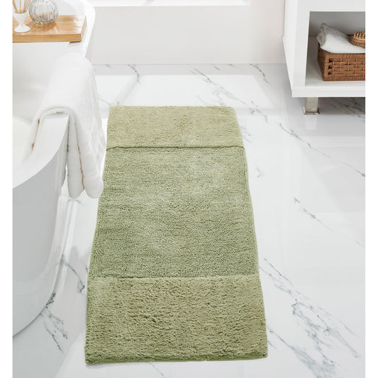 Better Trends 20" x 60" Bathroom Runner Mat 100% Cotton, Extra Soft Tufted Bath Rug, Water Absorbent & Non Slip, Solid Pattern, Sage Granada Collection