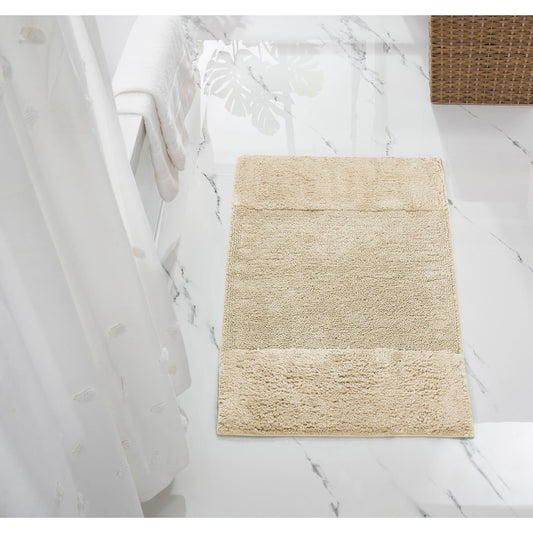 Better Trends 24" x 40" Bathroom Rug 100% Cotton, Soft Tufted Bath Mat, Water Absorbent & Non Slip Bath Rug (Sand) Granada Collection