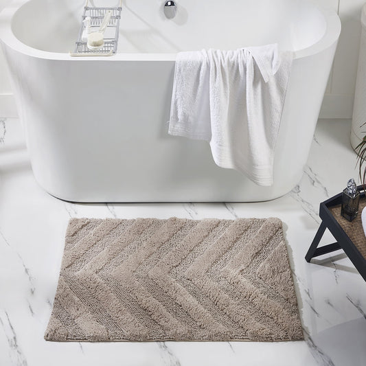Better Trends 3 Piece Bathroom Rug Set 100% Cotton Extra Soft Tufted Bath Rug Water Absorbent Non-Slip Bath Mat Machine Washable (Beige) Hugo Collection