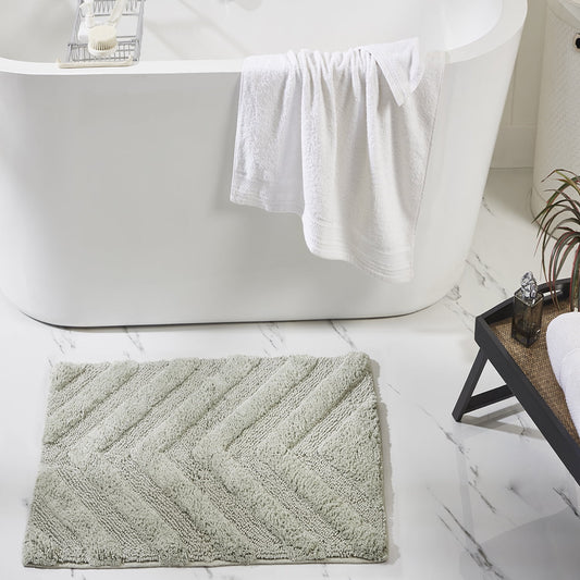 Better Trends 5 Piece Bathroom Rug Set 100% Cotton Extra Soft Tufted Bath Rug Water Absorbent Non-Slip Bath Mat Machine Washable (Dark Sage) Hugo Collection