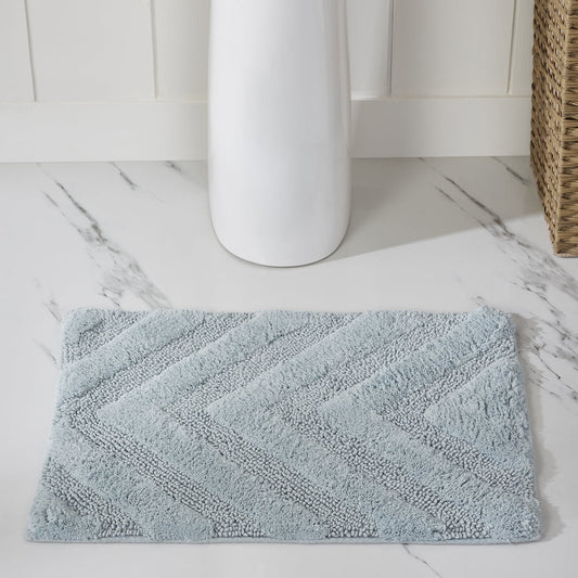 Better Trends 6 Piece Bathroom Rug Set 100% Cotton Extra Soft Tufted Bath Rug Water Absorbent Non-Slip Bath Mat Machine Washable (Blue) Hugo Collection