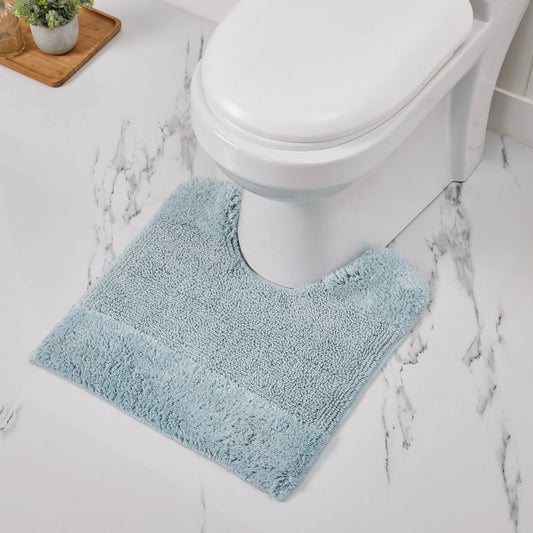 Better Trends 3 Piece Bathroom Rug Set, 100% Cotton, Extra Soft Tufted Bath Mat, Water Absorbent & Non Slip Bath Rug, (Blue) Granada Collection