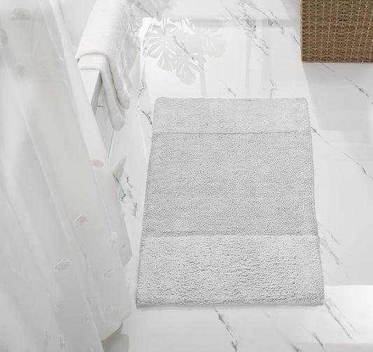 Better Trends 24" x 40" Bathroom Rug 100% Cotton, Soft Tufted Bath Mat, Water Absorbent & Spray Latex Backing Bathroom Rug (White) Granada Collection