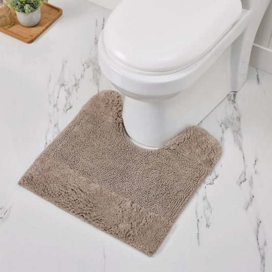 Better Trends 20" x 20" U-Shape Toilet Rug 100% Cotton Non Slip Tufted Contour Bath Mat, Water Absorbent Bathroom Rug, (Beige) Granada Collection