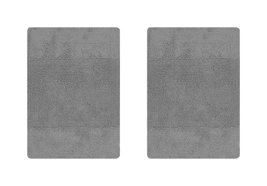 Better Trends 2 Piece Bathroom Rug Set, 100% Cotton, Extra Soft Tufted Bath Mat, Water Absorbent & Non Slip Bath Rug, (Gray) Granada Collection
