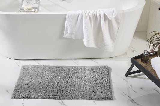 Better Trends 3 Piece Bathroom Rug Set, 100% Cotton, Extra Soft Tufted Bath Mat, Water Absorbent & Non Slip Bath Rug, (Gray) Granada Collection