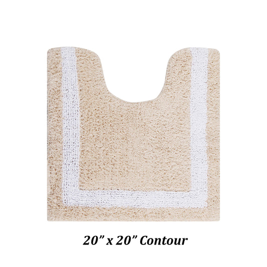 Better Trends 20" x 20" U-Shape Toilet Rug 100% Cotton, Extra Soft Mat for Bathroom Floor Decor, Water Absorbent, Reversible Machine Washable, Contour Rug Hotel Multi Collection - Sand/White
