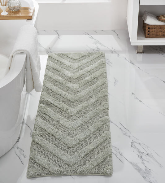 Better Trends Long Runner Bathroom Rug Extra Soft Non-Slip Bath Mat Water Absorbent 100% Cotton Washable Mat 20" x 60" Dark Sage Hugo Collection