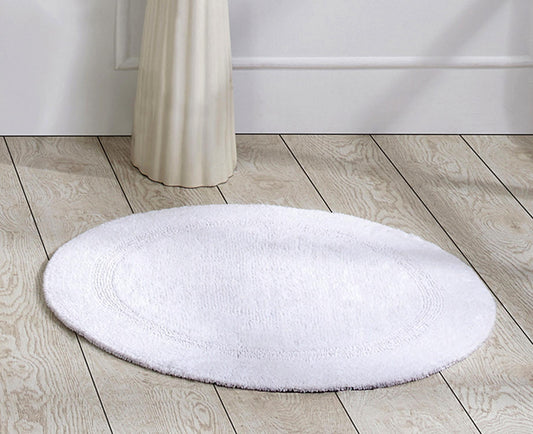 Better Trends Round Bath Mat 30" Diameter Elegant Reversible Bath Rug, Extra Soft Cotton for Ultimate Comfort, Absorbent, Ideal for Half Baths and Powder Rooms, (White) Lux Collection