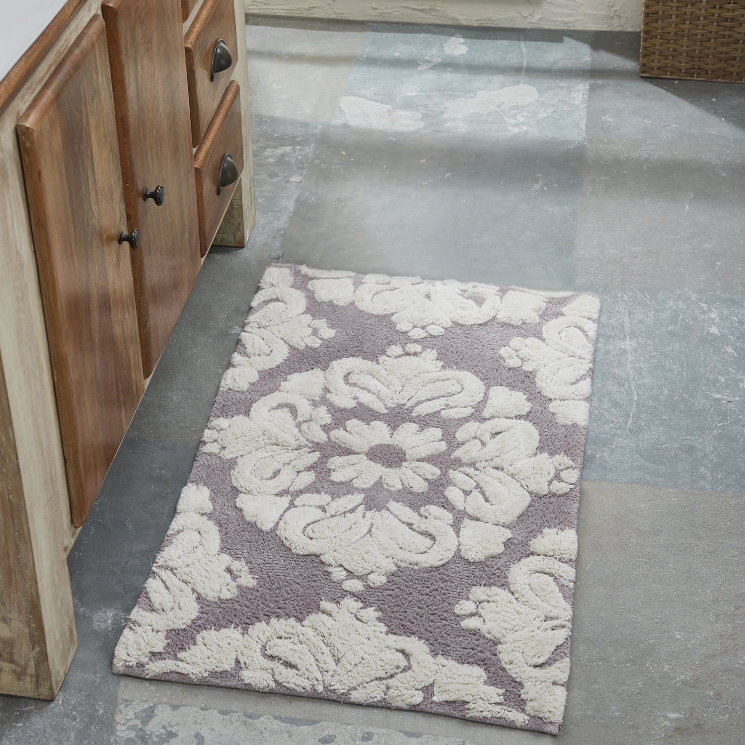 Better Trends 21" x 34" Bathroom Rugs 100% Cotton Soft Water Absorbent Non Slip Bath Mat Machine Washable Rug (Gray) Medallion Collection