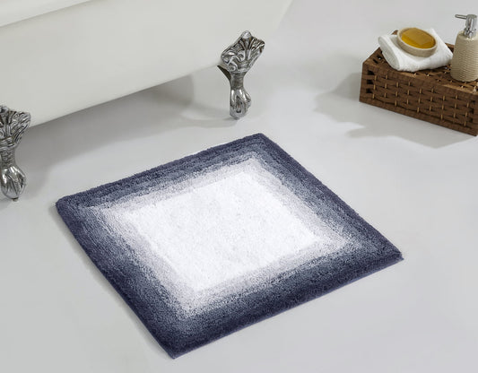 Better Trends Square Bath Mat 24" x 24", 100% Cotton Non Slip Bathroom Rug, Water Absorbent, Machine Washable Bath Rug, Gray - Torrent Collection
