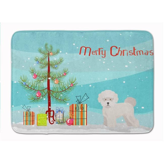 Bichon Frisï¿½ Christmas Tree Machine Washable Memory Foam Mat