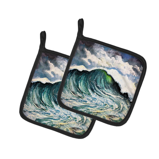Big Blue Wave Pair of Pot Holders