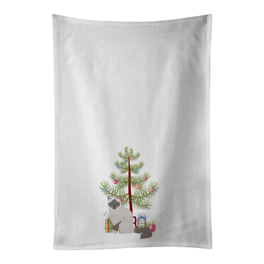 Birman Cat Merry Christmas White Kitchen Towel Set of 2 19 in x 28 in