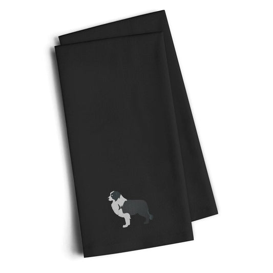 Black Border Collie Black Embroidered Towel Set of 2