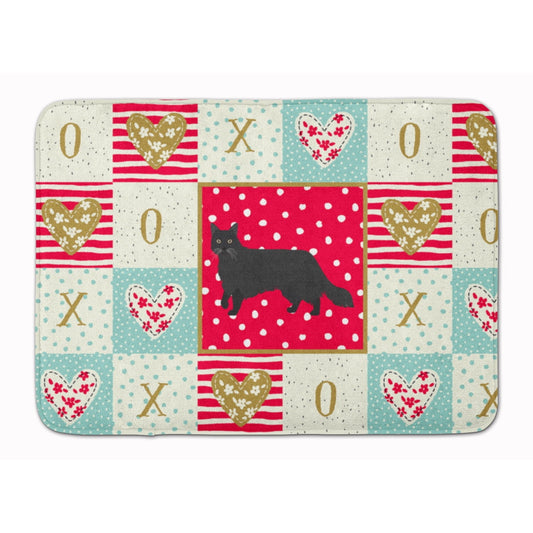 Black Chantilly Tiffany Cat Love Machine Washable Memory Foam Mat