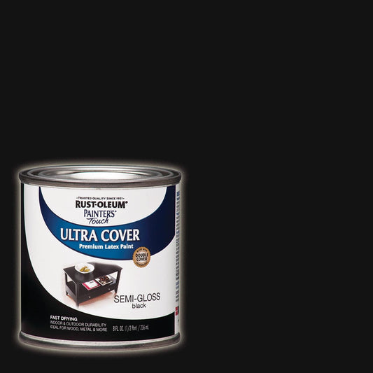 Black, Rust-Oleum Painter's Touch Ultra Cover Semi-Gloss, Half Pint, 6 Pack