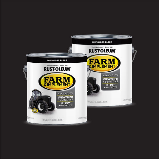 2 Pack, Black , Rust-Oleum Specialty Low-Gloss Farm and Implement Paint-280168, 1 gal