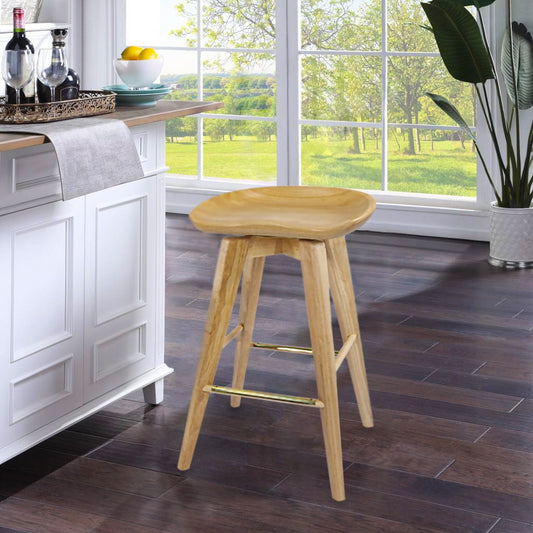 Boraam Bali 29" Backless Swivel Wood Bar Stool, Natural Finish