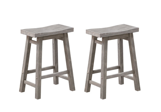 Boraam Sonoma 29" Backless Saddle Wood Bar Stools - Storm Gray Wire-Brush - Set of 2