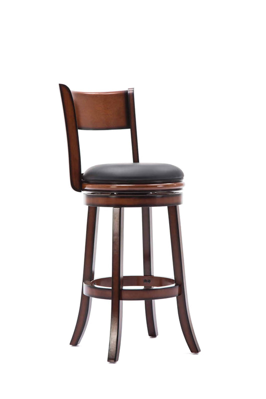 Boraam Wood Palmetto Bar Height Swivel Bar Stool in Brandy Brown Finish