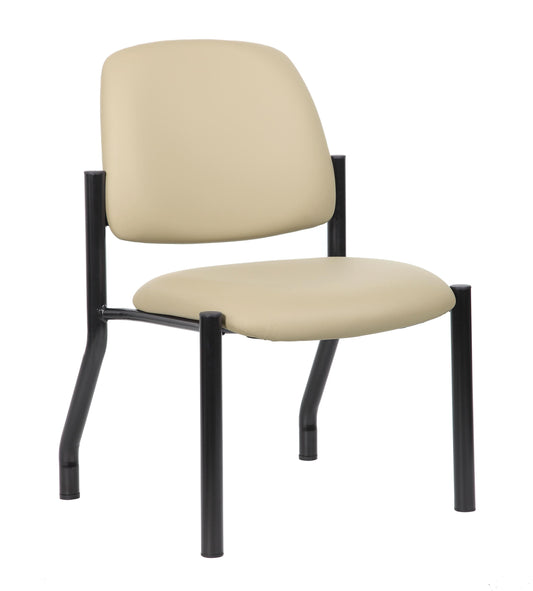 Boss Office Products Big and Tall Antimicrobial Vinyl Armless 300 lb. Weight Capacity Guest Side Chair, Beige