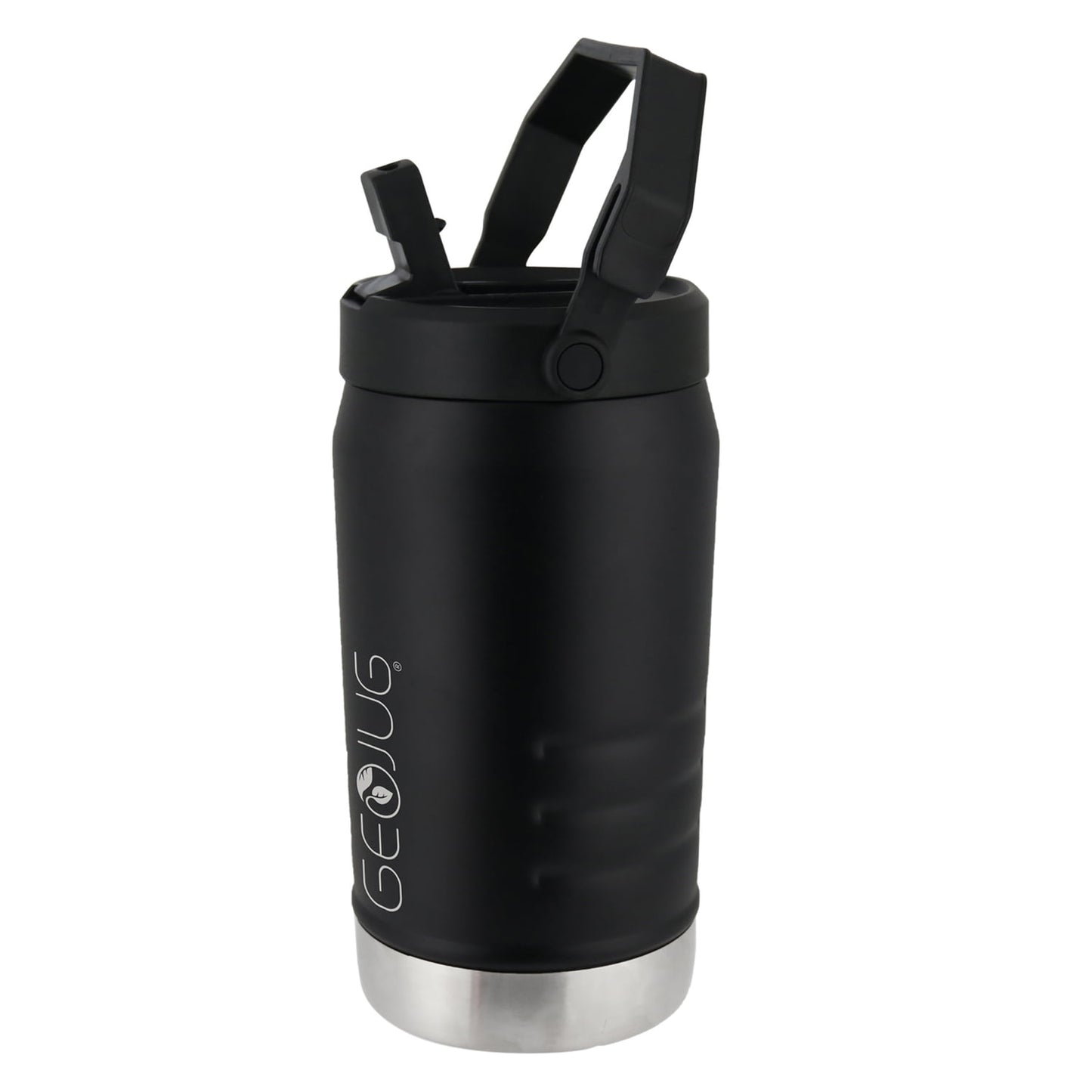 Brentwood Geojug Vacuum-Insulated Stainless Steel Sports Water Jug with Spout Straw Lid, and Handle with Fence Hook (40 Oz.; Black), G-1200BK