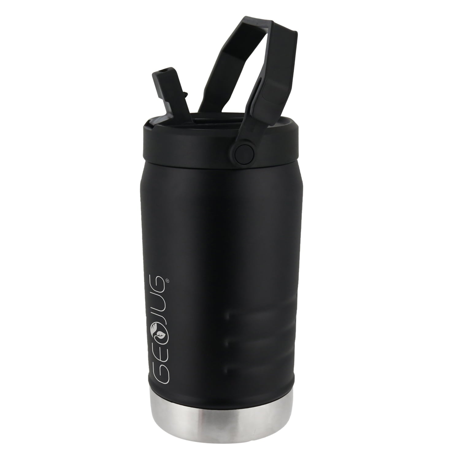 Brentwood Geojug Vacuum-Insulated Stainless Steel Sports Water Jug with Spout Straw Lid, and Handle with Fence Hook (40 Oz.; Black), G-1200BK