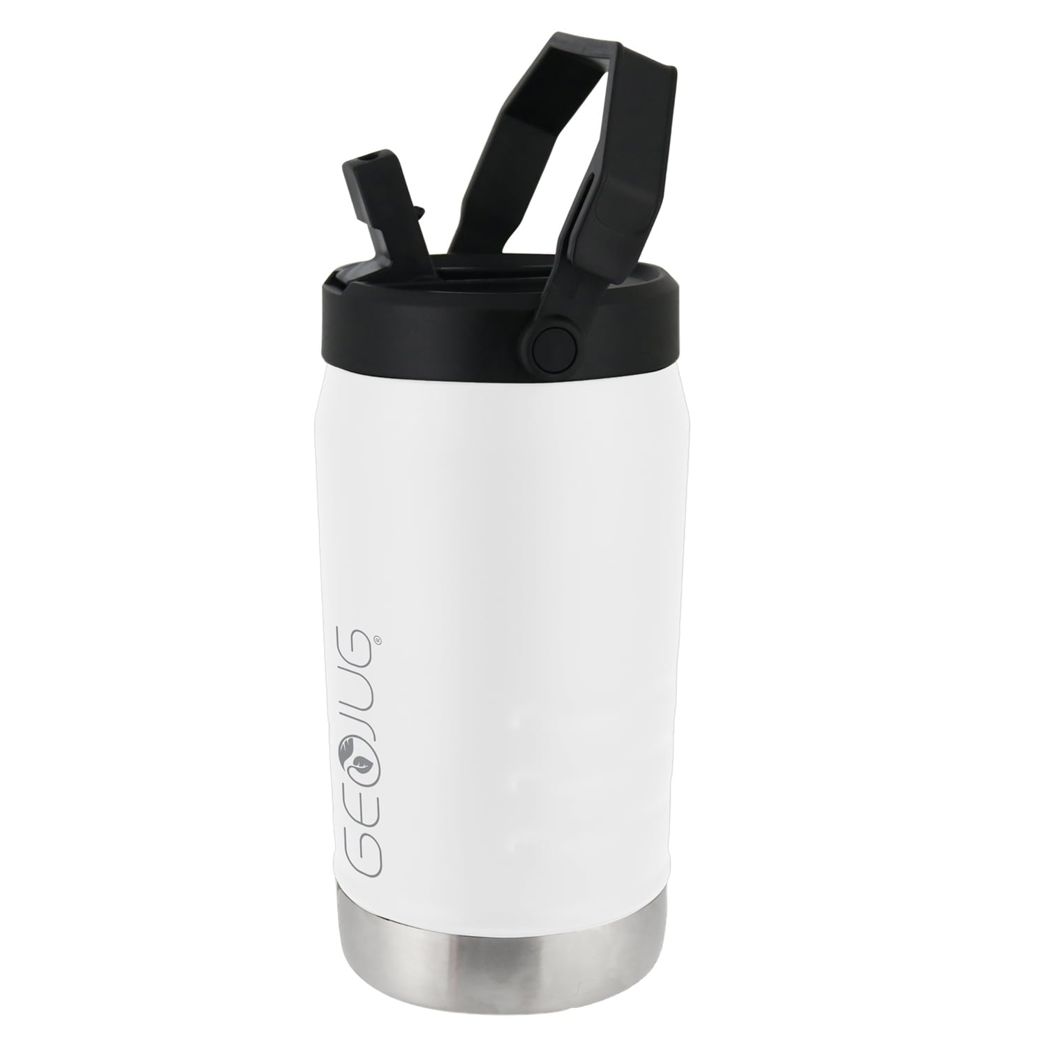 Brentwood Geojug Vacuum-Insulated Stainless Steel Sports Water Jug with Spout Straw Lid, and Handle with Fence Hook (64 Oz.; Cream), G-1900CRM