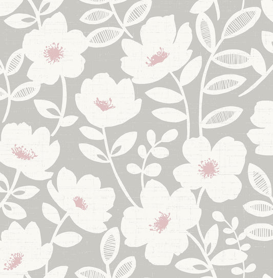 Bergman Pink Scandi Flower Wallpaper