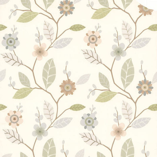 Brewster Claudia Light Blue Retro Blossom Wallpaper