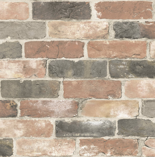 Brewster Cody Red Reclaimed Bricks Wallpaper, 20.5-in by 33-ft, 56.4 sq. ft