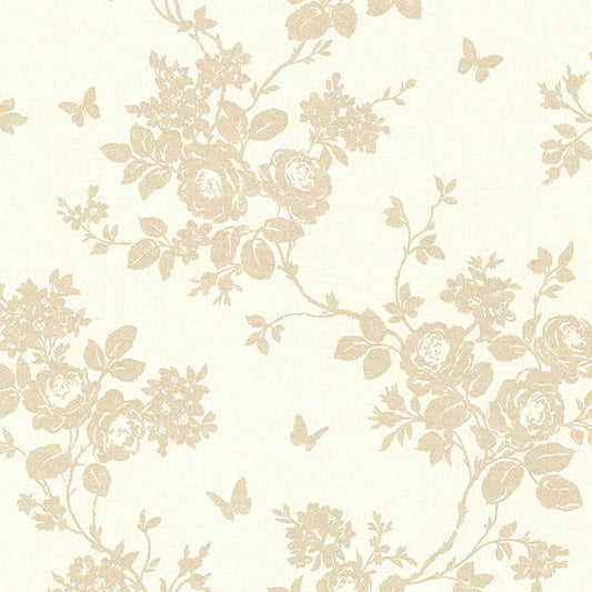 Brewster Floral Beige Milly Wallpaper