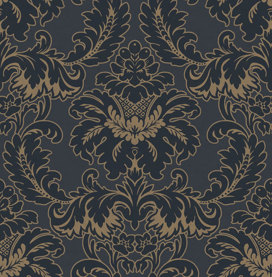 Brewster Home Fashions Windsor Blue Damask Wallpaper
