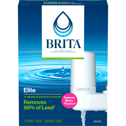 Brita Elite White, Faucet Water Filter System, 1 Replacement Filter, Reduces Lead
