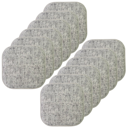 Broadway Memory Foam No Slip Back 16 x 16 Chair Pad Cushion 12 Pack - Black-White