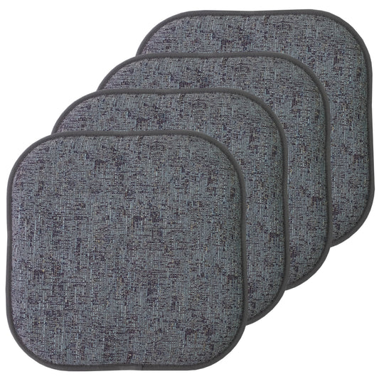 Broadway Memory Foam No Slip Back 16 x 16 Chair Pad Cushion 4 Pack - Multi-Blue