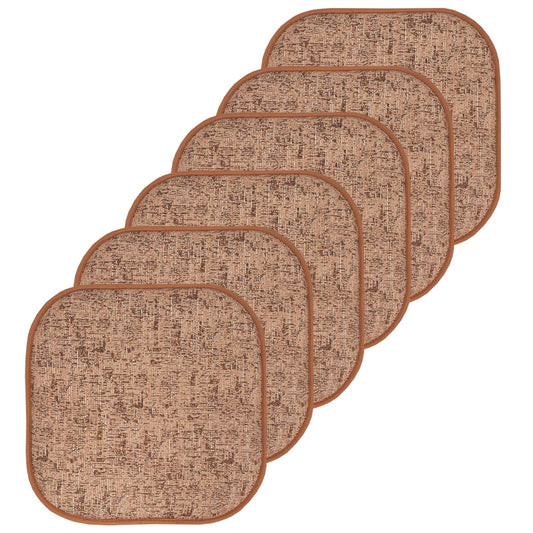 Broadway Memory Foam No Slip Back 16 x 16 Chair Pad Cushion 6 Pack - Rust-Brown