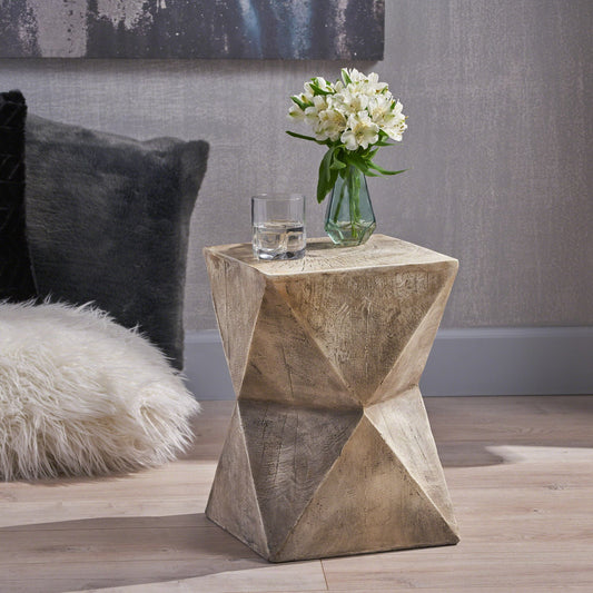 Bryleigh Indoor Lightweight Concrete Accent Table, Light Gray